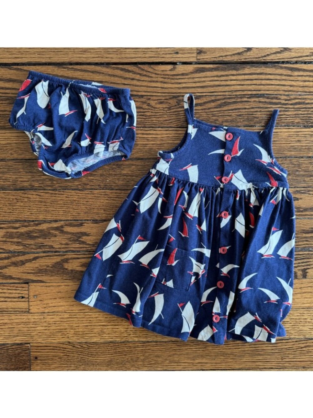 Ralph Lauren Navy Sailboat Dress & Bloomers Set